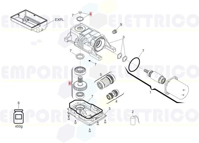 faac ricambio albero lento 770/roller 719165